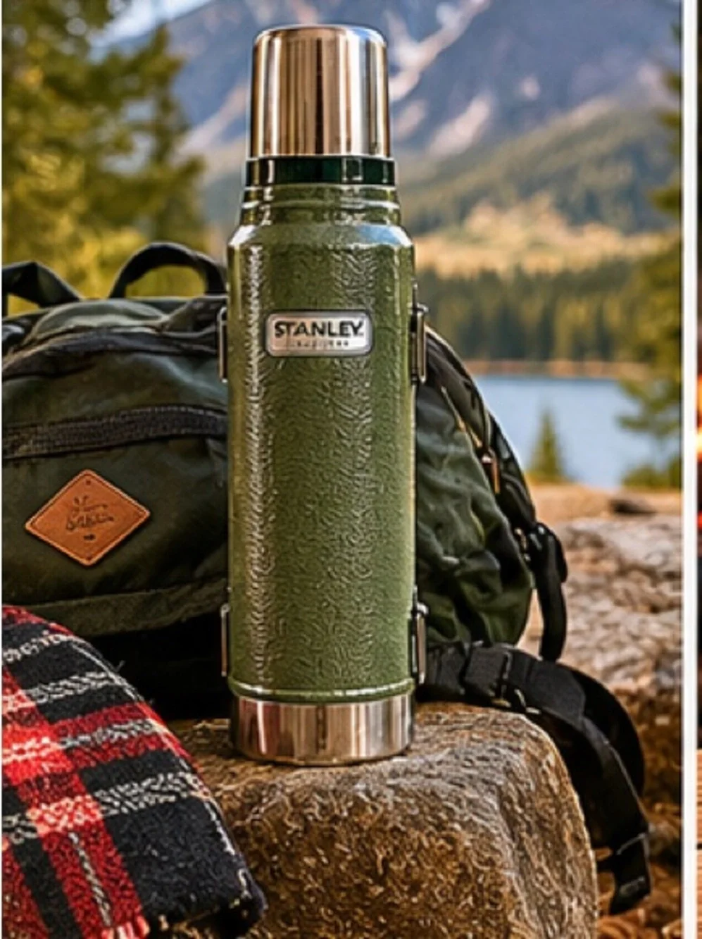 Stanley Classic Green Hammertone Vacuum Bottle 1.1 Qt Thermos Complete